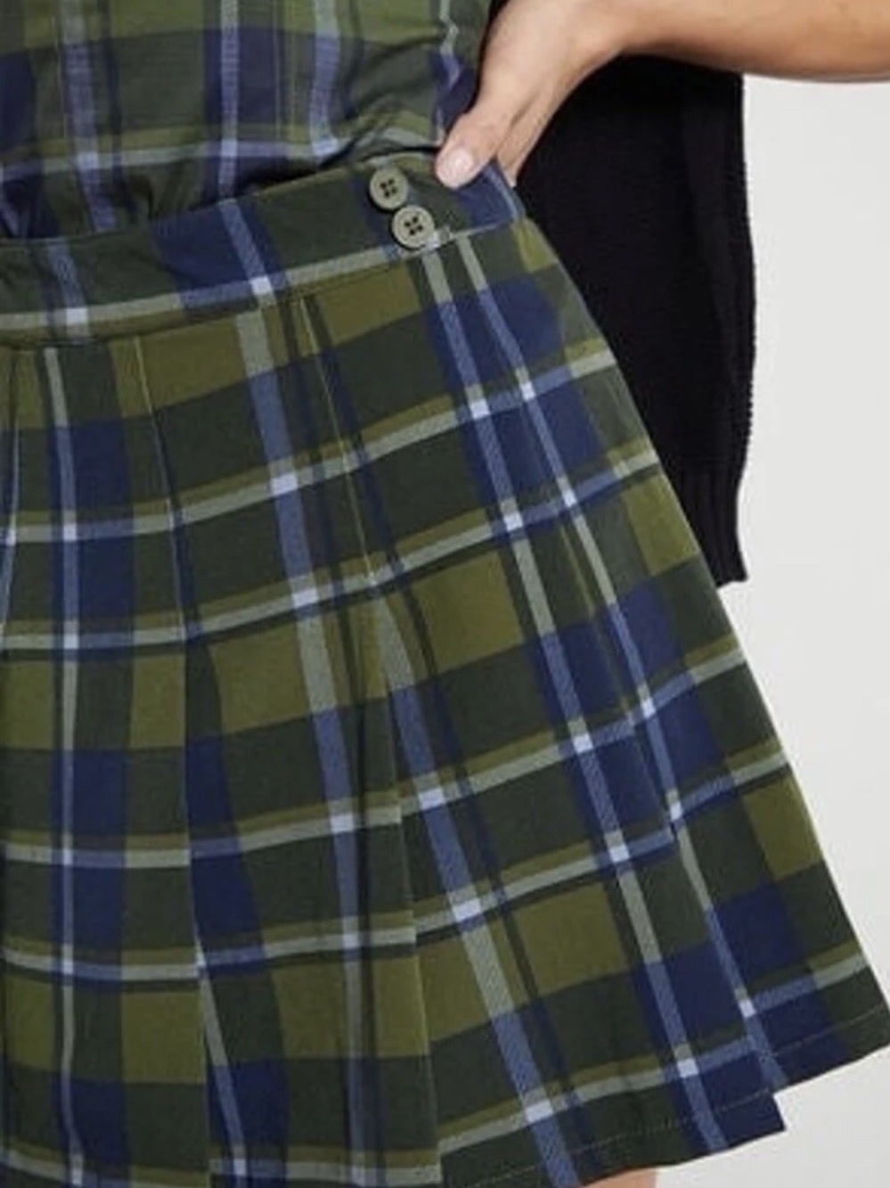 We Wore What Tennis Skort and Tank Pleated Plaid Green Set